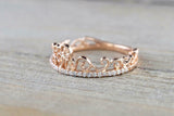 1ct Round Cut Diamond Engagement Ring 14k Rose Gold Finish Crown Tiara Milgrain