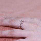 Leaf Design Engagement Ring 1.7ct Round Cut VVS1D Diamond 14k Rose Gold Finish