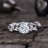 1.4ct Engagement Ring Round Cut Diamond Petal Filigree 14k White Gold Finish