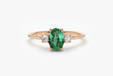 0.2ct Oval Cut Simulated Green Emerald Three Stone Ring 14k Yellow Gold Plated