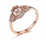 2ct Engagement Ring Oval Cut Peach Morganite Stylish Halo 14k Rose Gold Finish