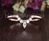 0.5ct Marquise Simulated Diamond Chevron Crown Wedding Band 14k Rose Gold Plated