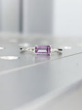 0.5ct Baguette Cut Simulated Purple Amethyst Trilogy Ring 14k White Gold Plated