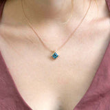 1.5ct London Blue Topaz Pendant Chain Princess Cut Kite Fish 14k Rose Gold Over