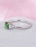 1ct Round Green Emerald Engagement Ring Trilogy Minimalist 14k White Gold Finish