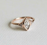 1ct Marquise Diamond Trillion Accents Trilogy Engagement Ring 14k Rose Gold Over
