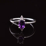 0.4ct Engagement Ring Oval Cut Amethyst Stylish Split Shank 14k WhiteGold Finish