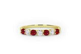 1ct Round Cut Alternating Pink Ruby Diamond Wedding Band 14k Yellow Gold Finish