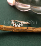 0.15ct Round Cut Moissanite Cluster Minimalist Wedding Band 14k Rose Gold Plated