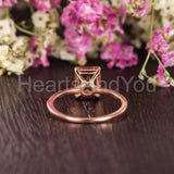 1ct Emerald Cut Simulated Morganite Solitaire Accents Ring 14k Rose Gold Plated