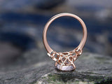 1.3Ct Oval Cut Peach Morganite Stlyish Accent Engagement Ring 14K Rose Gold Over
