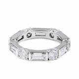 4ct Emerald Round Cut Diamond Eternity Wedding Ring Band 14k White Gold Finish