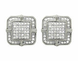 0.25ct Round Cut Diamond Square Double Frame Stud Earrings 14k White Gold Finish