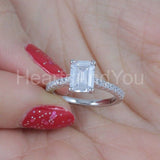 2.2ct Emerald Simulated Diamond Solitaire with Accents Ring 14k WhiteGold Plated