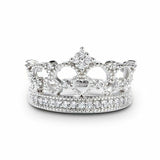 2Ct Round Cut DVVS1 Diamond Crown Princess Engagement Ring 14K White Gold Finish