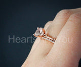 2ct Round Cut Simulated Peach Morganite Solitaire Ring Set 14k Rose Gold Plated