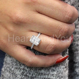 2.2ct Cushion Cut Simulated Diamond Round Accents Halo Ring 14k WhiteGold Plated