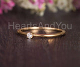 0.1ct Round Cut Moissanite Minimalist Solitaire Ring 14k Yellow Gold Plated