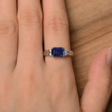 1.2ct Baguette Cut Blue Sapphire Solitaire Engagement Ring 14k White Gold Finish