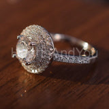 2.2ct Round Cut Moissanite Dual Halo Women Engagement Ring 14k White Gold Plated