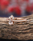 0.6ct Pear Cut Simulated Peach Morganite Minimalist Ring 14k Rose Gold Plated