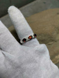 2.5ct Wedding Band Oval Cut Red Garnet Stylish Three Stone 14k White Gold Finish