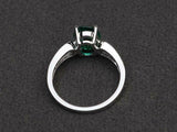 2.3ct Engagement Ring Oval Cut Green Emerald Diamond Accent 14k White Gold Over