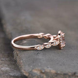 1.76ct Engagement Ring Cushion Cut Peach Morganite Halo 14k Rose Gold Finish