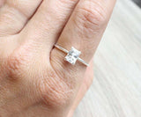 1ct Engagement Ring Radiant Cut Diamond Solitaire Design 14k White Gold Finish