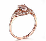 2ct Engagement Ring Oval Cut Peach Morganite Stylish Halo 14k Rose Gold Finish
