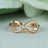 0.5ct Round Cut Diamond Infinity Engagement Ring Women 14k Rose Gold Finish