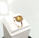 2.3ct Engagement Ring Oval Cut Yellow Sapphire Floral Halo 14k Rose Gold Finish