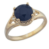 2.3ct Engagement Ring Round Cut Blue Sapphire Split Shank 14k Yellow Gold Finish