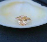2.5ct Oval Cut Peach Morganite Diamond Accent Engagement Ring 18k Rose Gold Over