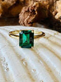 2.2ct Green Emerald Cut Simulated Solitaire Engagement Ring 14k WhiteGold Plated