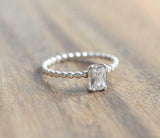 1ct Engagement Ring Radiant Cut Diamond Ball Shank Solitaire 14k White Gold Over