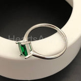 0.5ct Princess Simulated Emerald Solitaire Engagement Ring 14k White Gold Plated