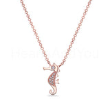 0.02ct Round Cut Moissanite Sea Horse Pendant 14k Rose Gold Plated NO CHAIN
