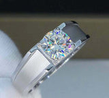 2.1ct Round Cut Diamond Solitaire Men Engagement Ring 14k White Gold Finish