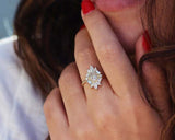 2.5ct Oval Diamond Engagement Ring Art Deco Vintage Inspired 14k YellowGold Over