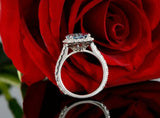 2.3ct Emerald Blue Aquamarine Halo Solitaire Engagement Ring 14k White Gold Over