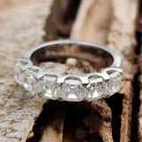 2.5ct Asscher Simulated Diamond Half Eternity Wedding Band 14k White Gold Plated