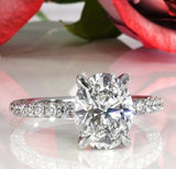 5Ct Oval Cut Diamond Stylish Engagement Solitaire Ring 14K White Gold Finish