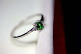 0.3ct Engagement Ring Oval Cut Emerald Trilogy Minimalist 14k White Gold Finish