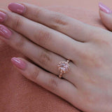 1.5ct Oval Cut Peach Morganite Diamond Accents Floral Ring 14k Rose Gold Finish