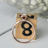 1Ct Emerald Cut DVVS1 Diamond High Set Halo Engagement Ring 14K Rose Gold Finish