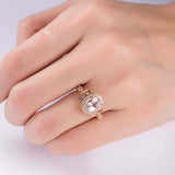 2ct Oval Cut Peach Morganite Engagement Ring Halo Leaf Accent 14k Rose Gold Over