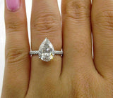 4.5ct Pear Diamond Hidden Halo Solitaire Ring 14K White Gold Over Round Accent