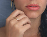 0.10Ct Round Cut Diamond Unique Signet Minimalist Ring 14K Yellow Gold Finish