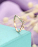 1ct Round Peach Morganite Wedding Band Curved Chevron Women 14k Rose Gold Finish